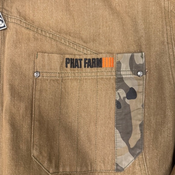 Phat Farm Sport Utility Garments Zip Up Jacket Mens XL Beige Camo Pocket - Picture 8 of 10
